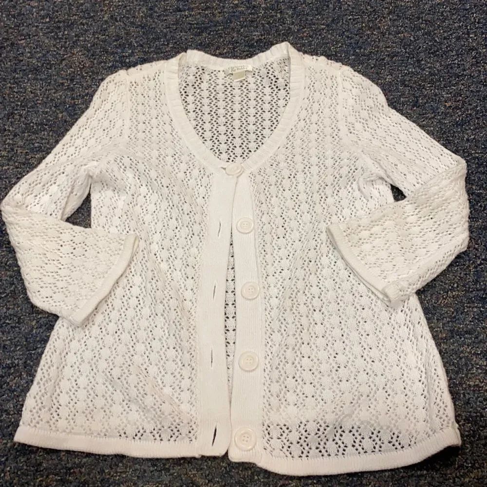 Christopher & Banks Crochet Button Down Top M